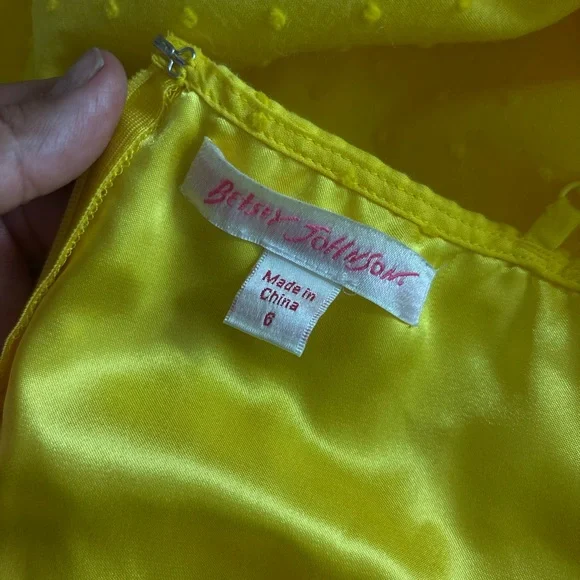 Betsey Johnson Vibrant Yellow Satin Dress - Picture 7 of 8